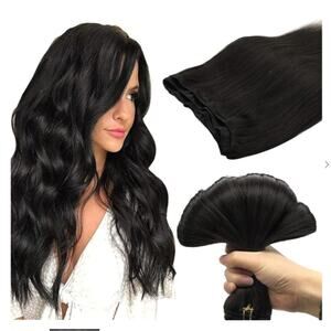 New in Box DOORES Human Hair Extension Sew in Weft Natural Black 1B 18 Inch 100g